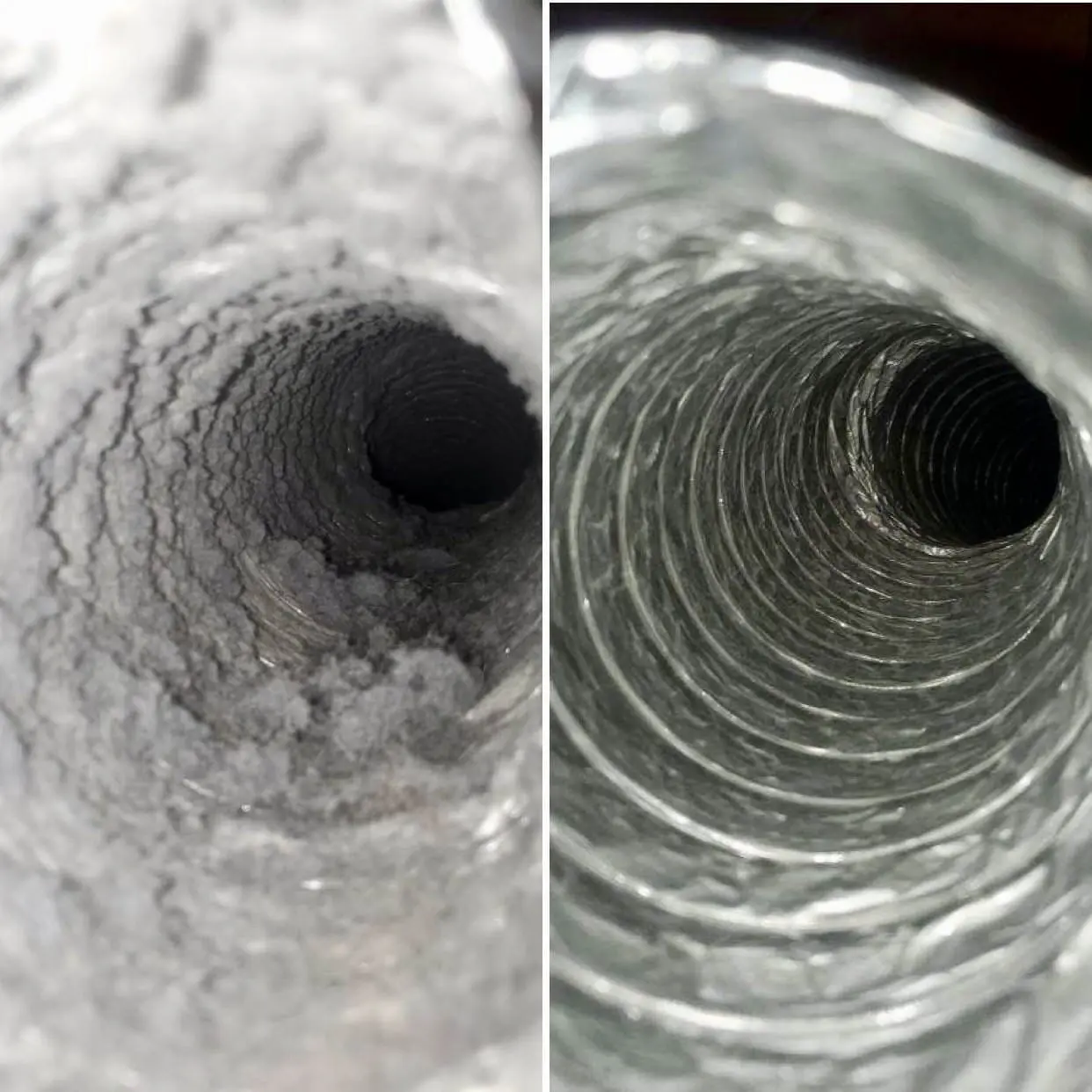 3-1 Dryer vent before and after cleaning