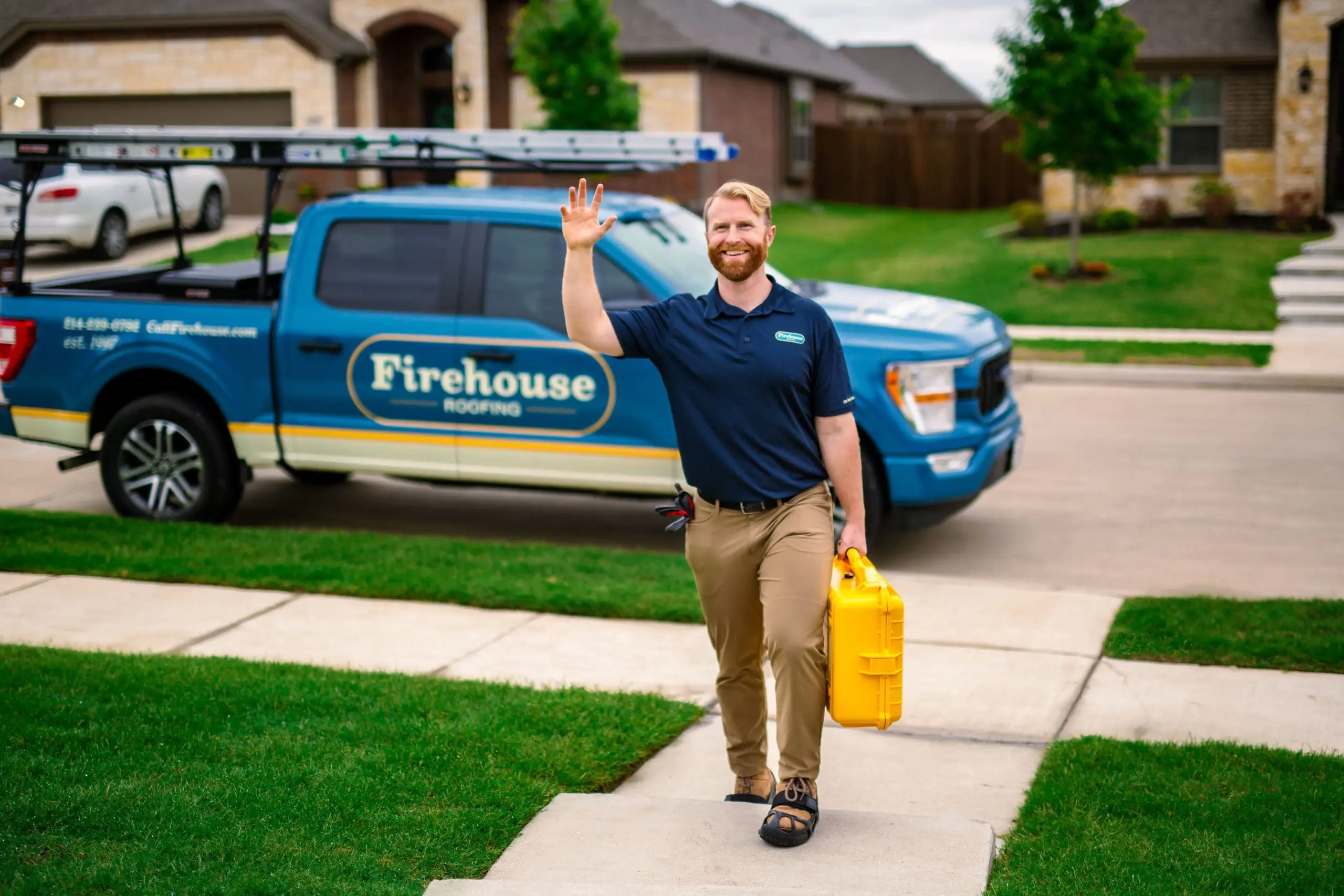8B4A2168-2-scaled Firehouse Roofing technician carrying inspection equipment