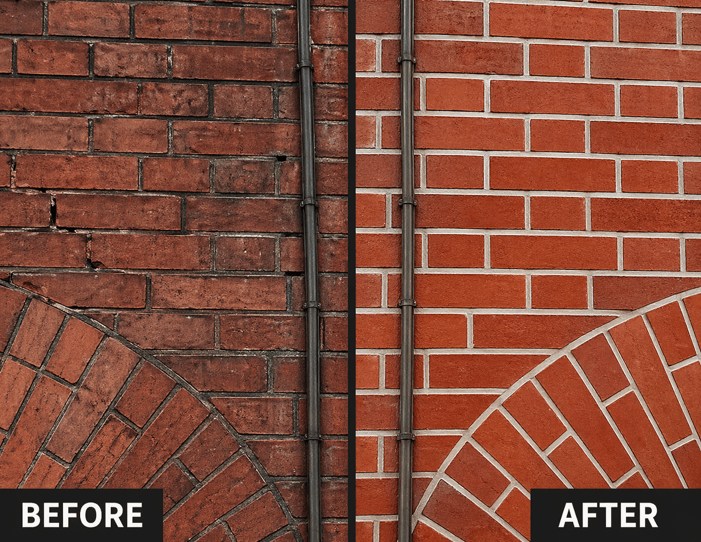 Brick wall before and after masonry sealant