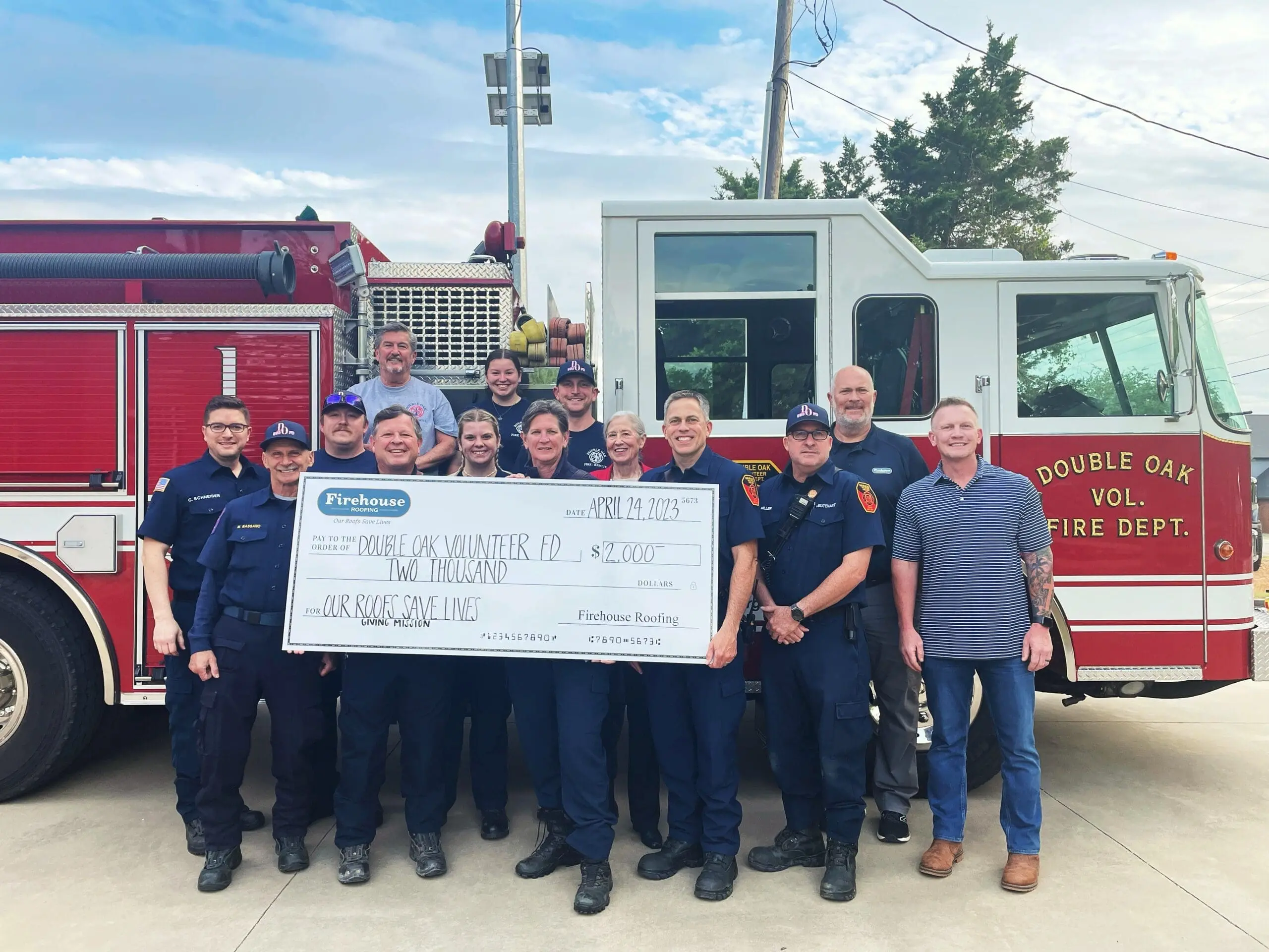 img_5042-scaled Firehouse Roofing presents a donation to Double Oak Volunteer Fire Department